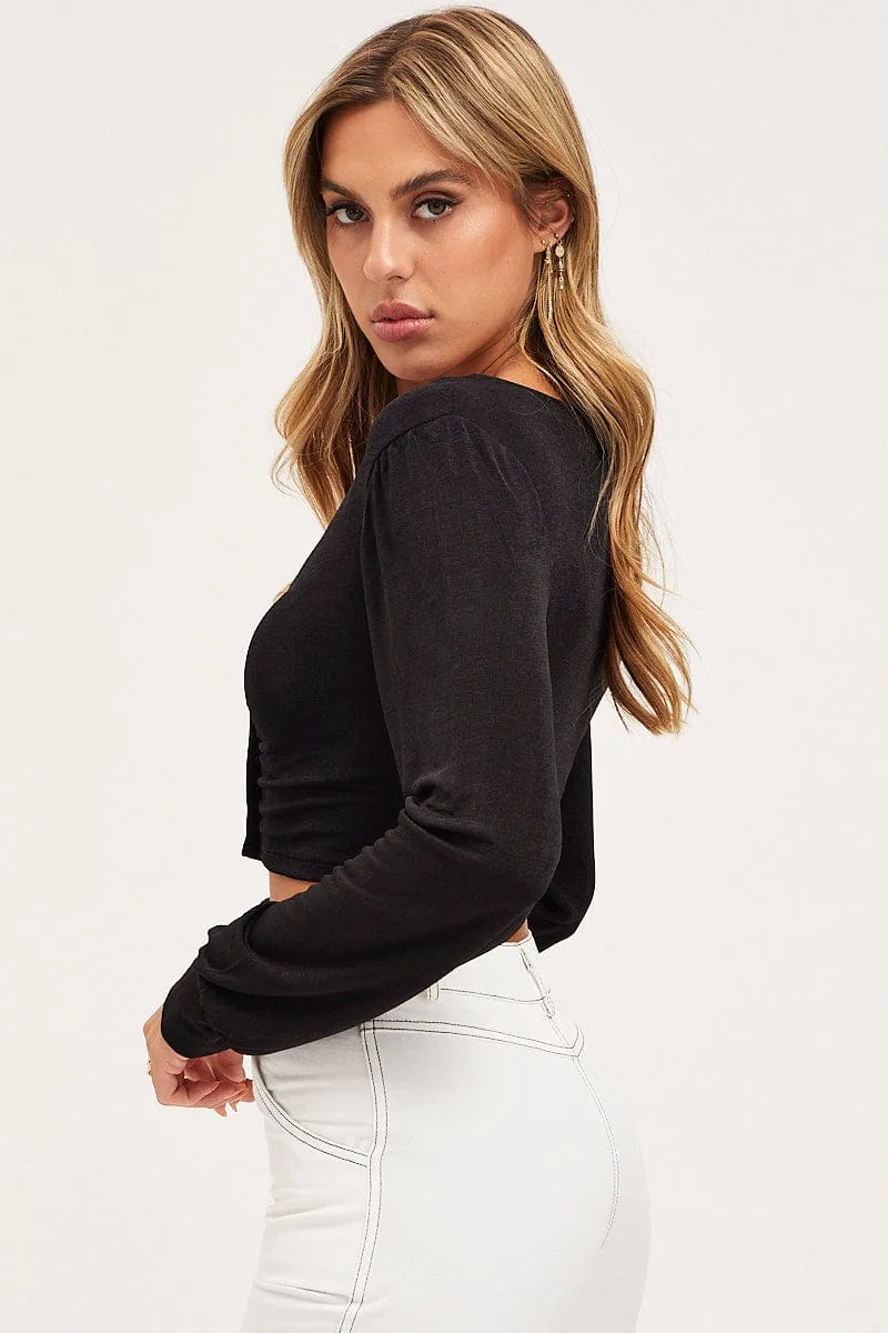 Black Slinky Shirt Long Sleeve sold by Ally Fashion product image thumbnail 4