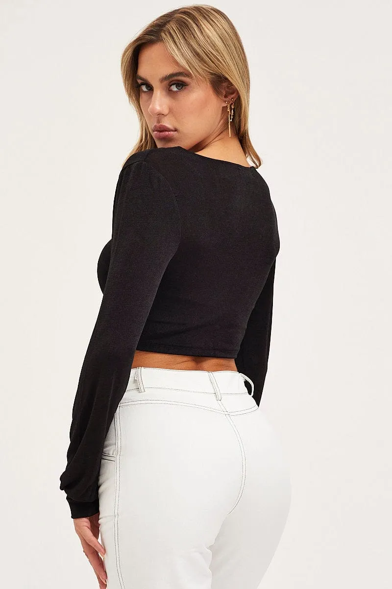 Black Slinky Shirt Long Sleeve sold by Ally Fashion product image thumbnail 5