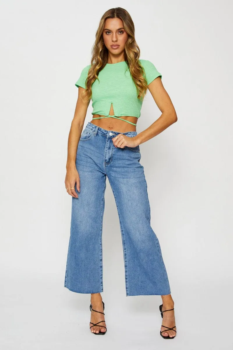 Green Crop T Shirt Short Sleeve sold by Ally Fashion product image thumbnail 2