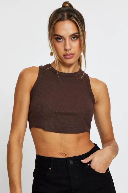 Brown Crop Top sold by Ally Fashion