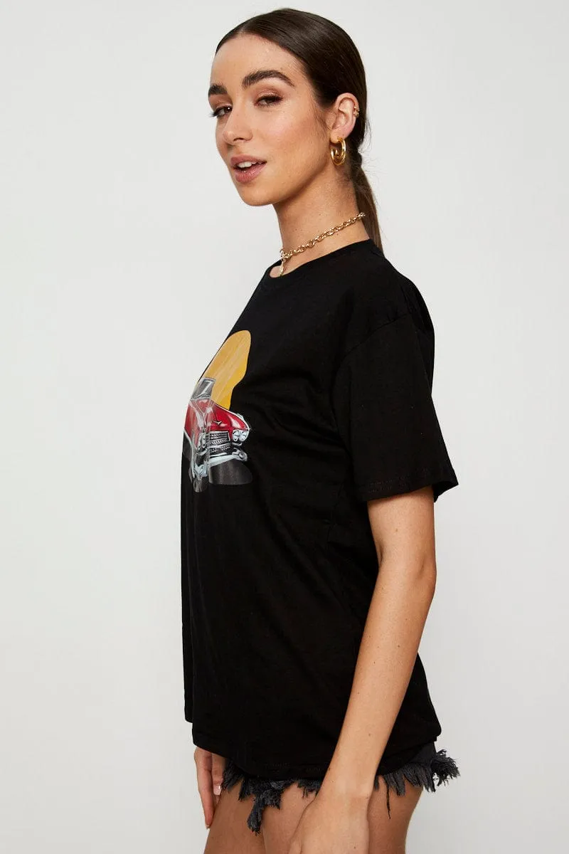 Black Graphic T Shirt Short Sleeve sold by Ally Fashion product image thumbnail 4