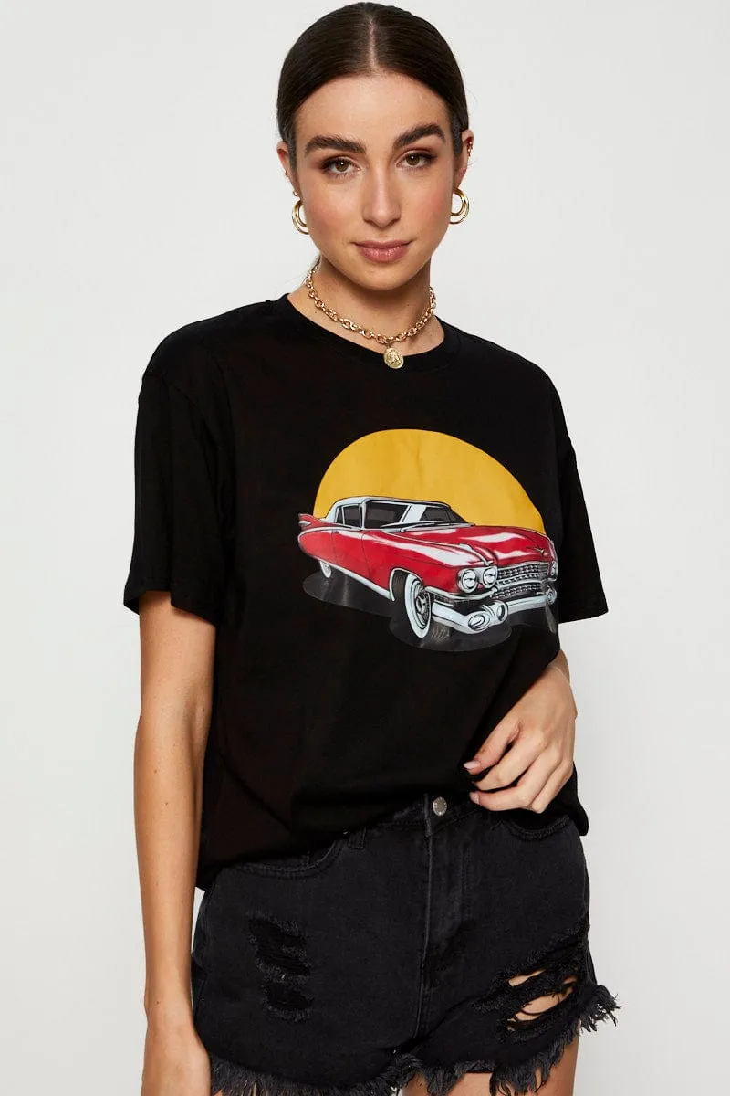 Black Graphic T Shirt Short Sleeve sold by Ally Fashion product image thumbnail 3