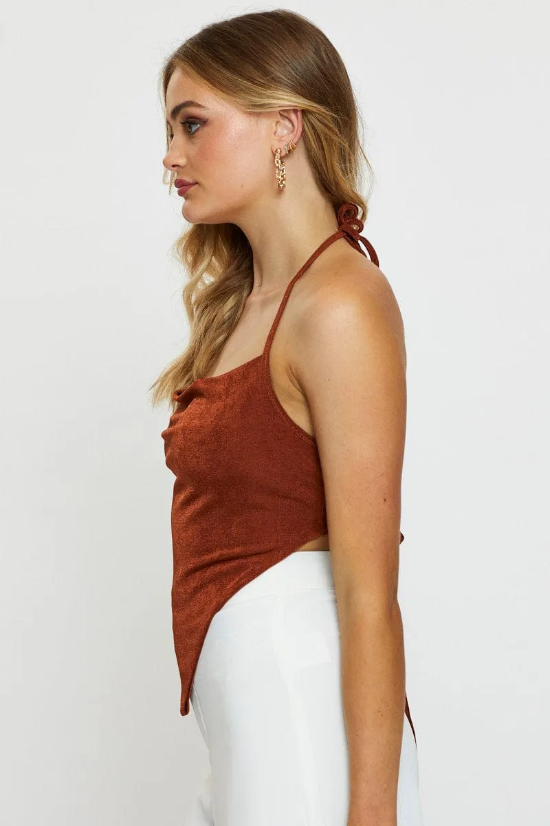 Brown Crop Top Halter Neck sold by Ally Fashion product image thumbnail 4