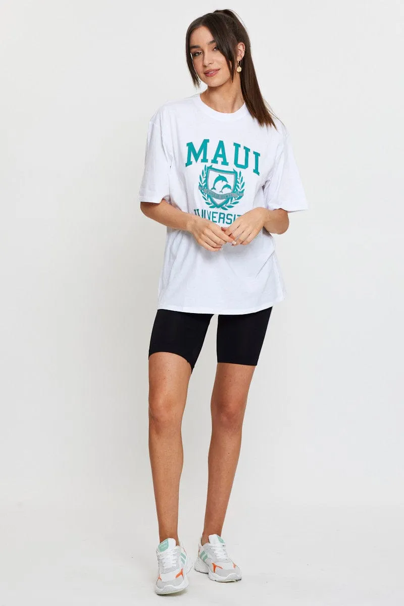 White Graphic T Shirt Short Sleeve sold by Ally Fashion product image thumbnail 2