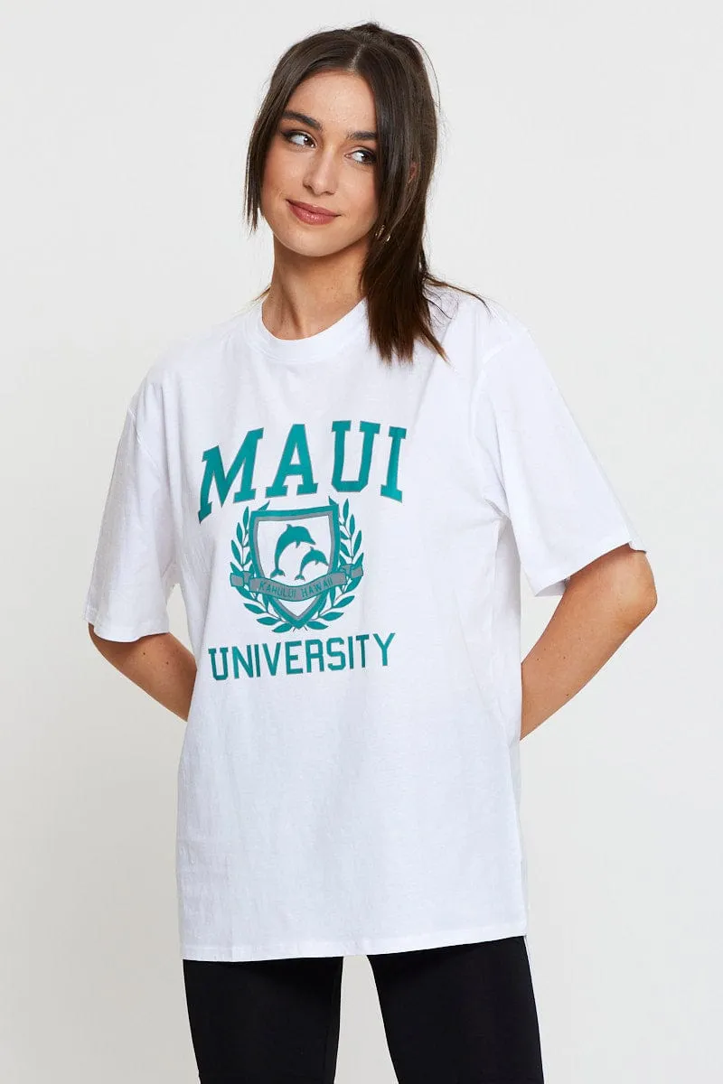 White Graphic T Shirt Short Sleeve sold by Ally Fashion product image thumbnail 3