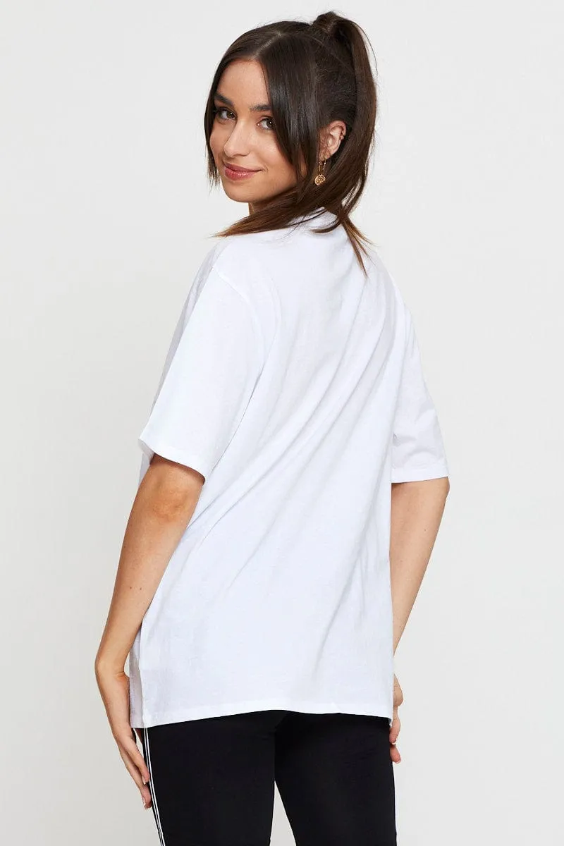 White Graphic T Shirt Short Sleeve sold by Ally Fashion product image thumbnail 5