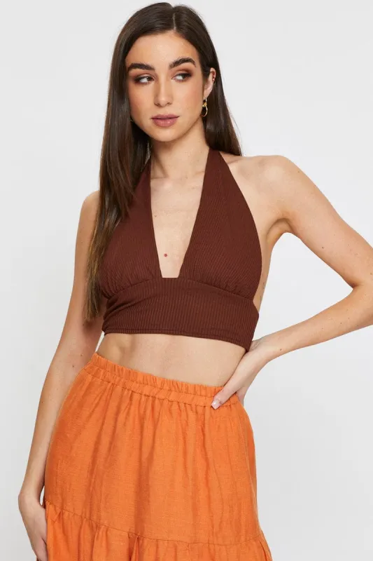 Brown Halter Top sold by Ally Fashion