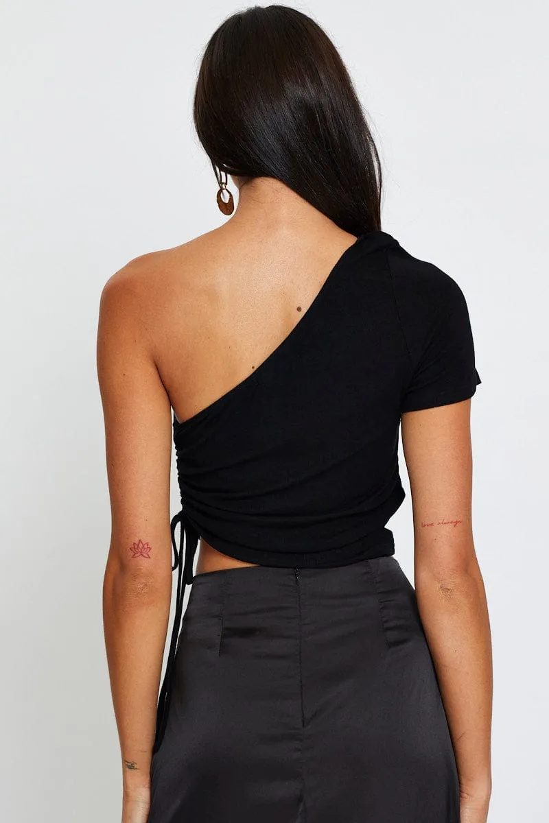 Black Crop Top One Shoulder sold by Ally Fashion product image thumbnail 5