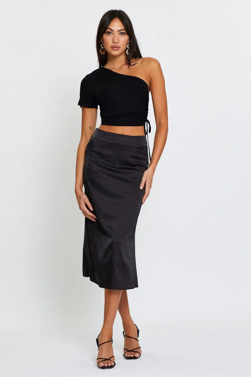 Black Crop Top One Shoulder sold by Ally Fashion product image thumbnail 2