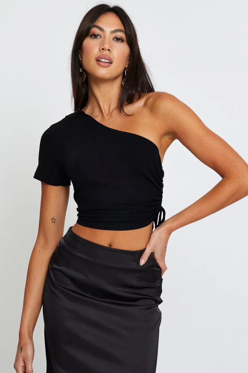 Black Crop Top One Shoulder sold by Ally Fashion product image thumbnail 3