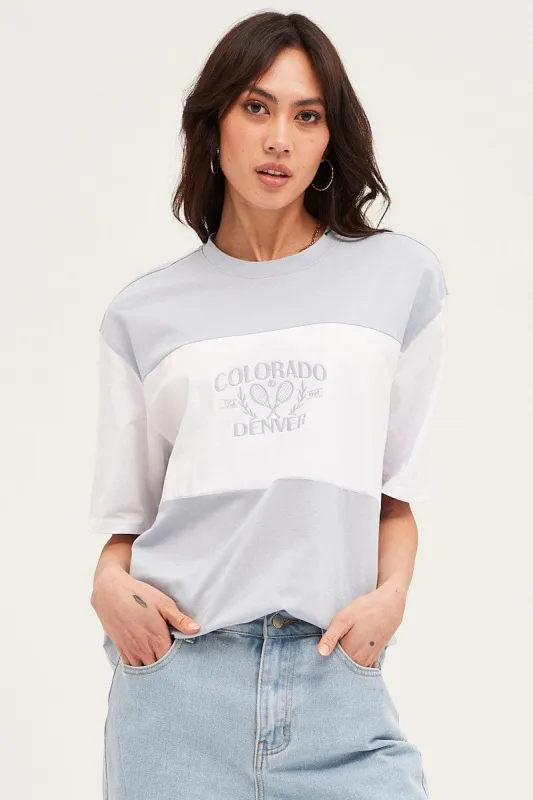 Stripe Short Sleeve Embroidered Tee sold by Ally Fashion