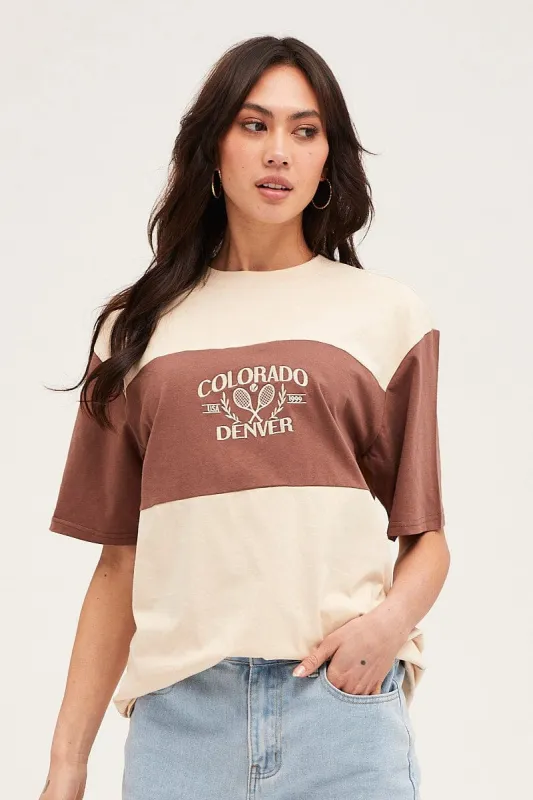 Stripe Short Sleeve Embroidered Tee sold by Ally Fashion