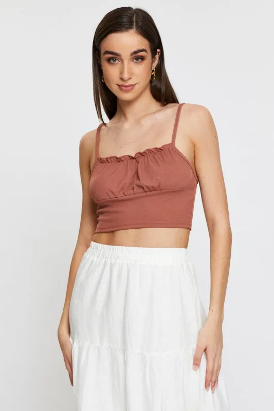 Brown Crop Top sold by Ally Fashion