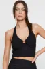 Black Ring Detail Top Crop Halter Neck sold by Ally Fashion