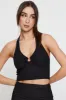Black Ring Detail Top Crop Halter Neck sold by Ally Fashion