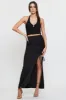 Black Ring Detail Top Crop Halter Neck sold by Ally Fashion