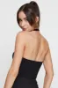 Black Ring Detail Top Crop Halter Neck sold by Ally Fashion