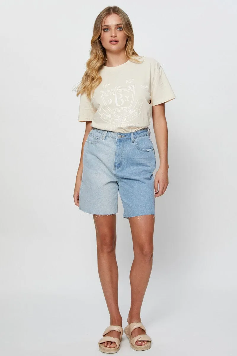 Beige Graphic T Shirt Short Sleeve sold by Ally Fashion product image thumbnail 2