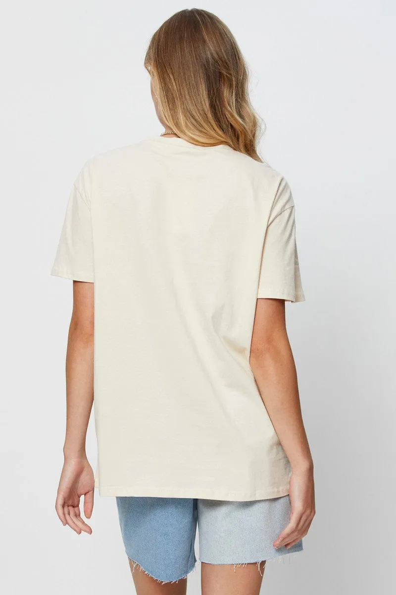 Beige Graphic T Shirt Short Sleeve sold by Ally Fashion product image thumbnail 5