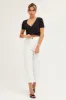 Black Short Sleeve V Neck Rib Jersey Crossover Top sold by Ally Fashion