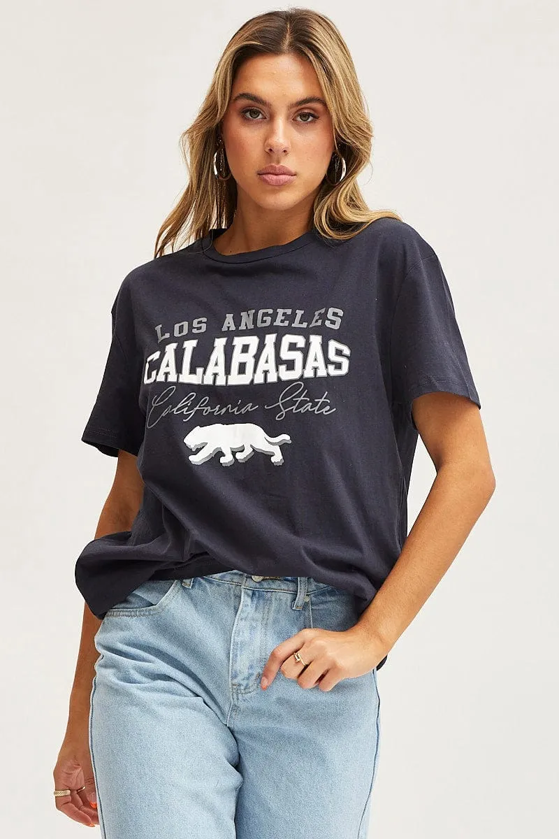 Grey Graphic T Shirt Short Sleeve sold by Ally Fashion product image thumbnail 3