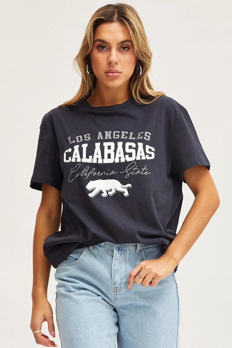 Grey Graphic T Shirt Short Sleeve sold by Ally Fashion