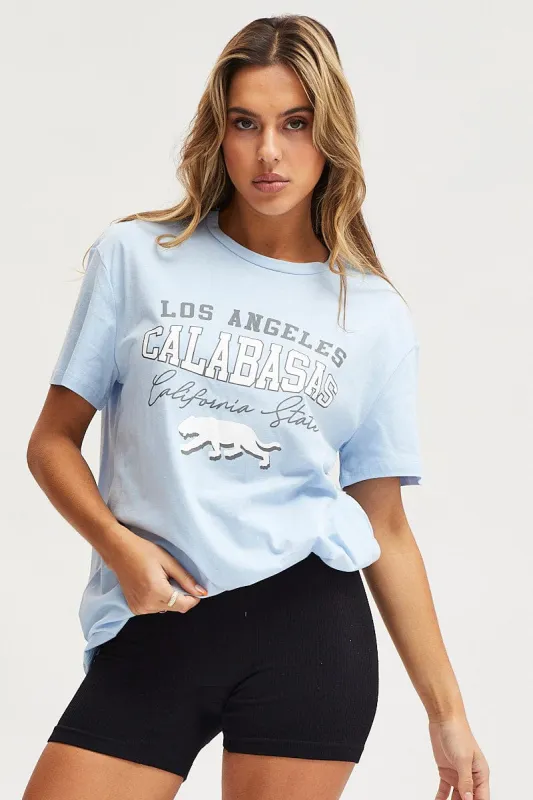 Blue Graphic T-Shirt Short Sleeve sold by Ally Fashion