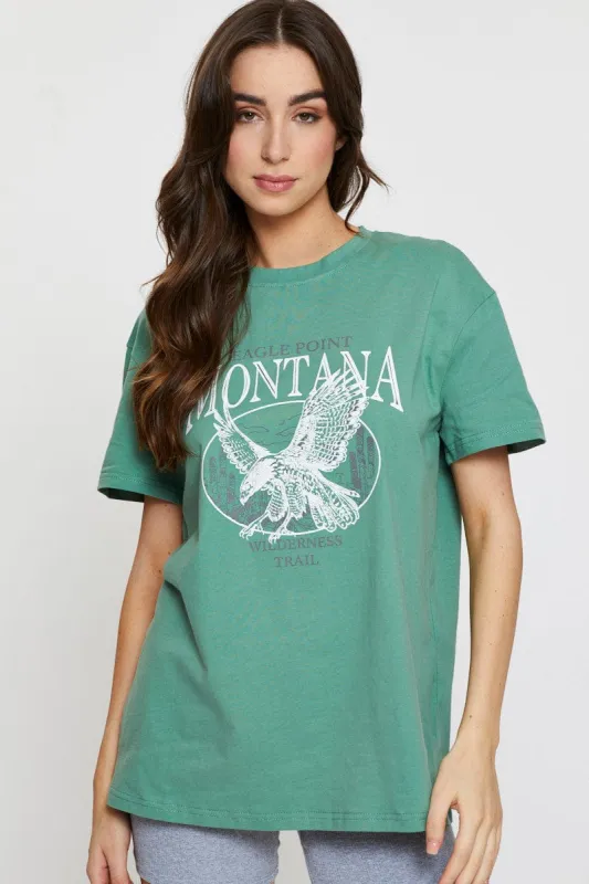 Green Graphic T Shirt Short Sleeve sold by Ally Fashion