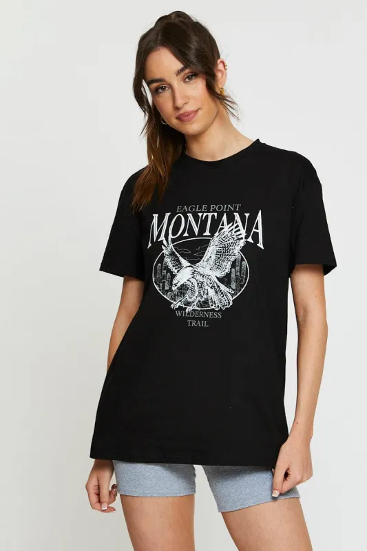Black Graphic T Shirt Short Sleeve sold by Ally Fashion