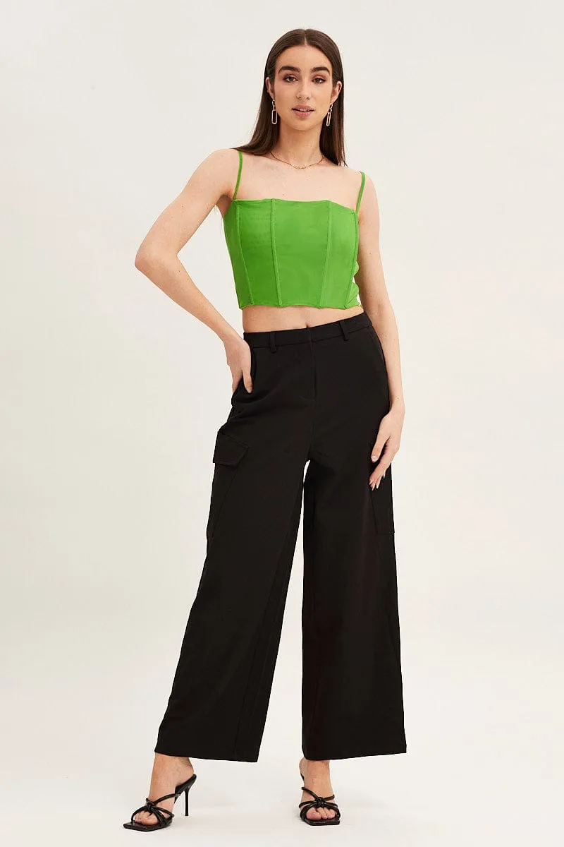 Green Mesh Sleeveless Corset Detail Singlet Top sold by Ally Fashion product image thumbnail 2