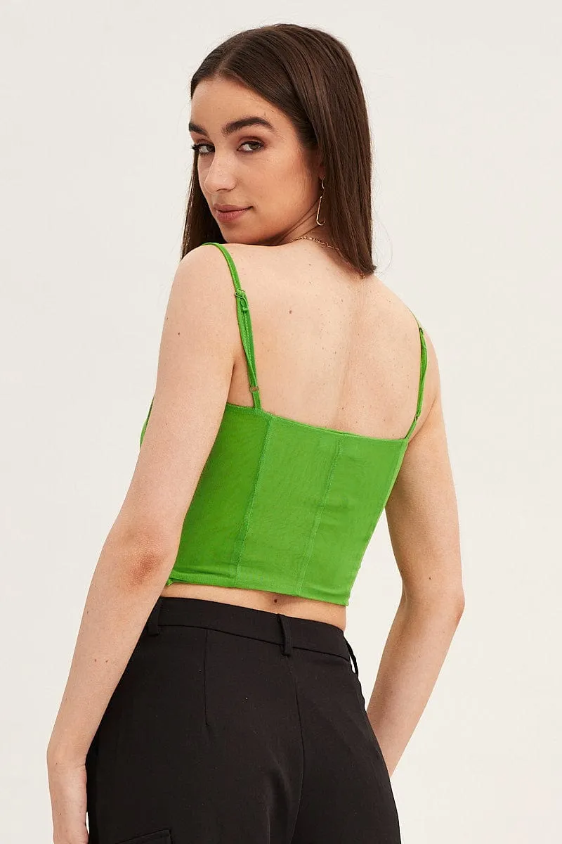 Green Mesh Sleeveless Corset Detail Singlet Top sold by Ally Fashion product image thumbnail 5