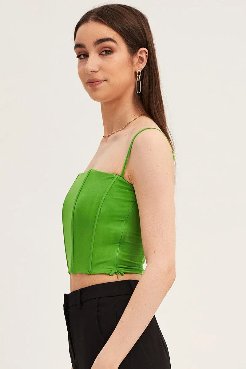 Green Mesh Sleeveless Corset Detail Singlet Top sold by Ally Fashion product image thumbnail 4