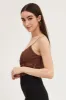 Brown Sleeveless Corset Look Waist Detail Mesh Bodysuit sold by Ally Fashion