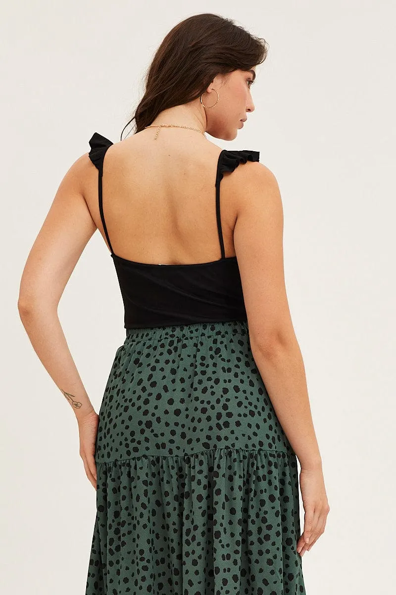 Black Jersey Sleeveless Ruffle Tie Front Bodysuit sold by Ally Fashion product image thumbnail 5