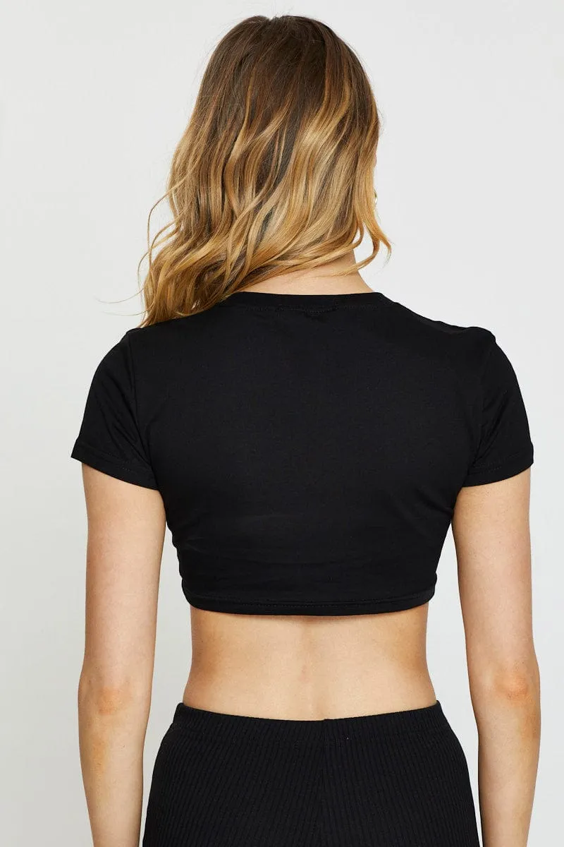 Black Crop Top Short Sleeve sold by Ally Fashion product image thumbnail 5
