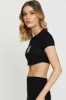 Black Crop Top Short Sleeve sold by Ally Fashion