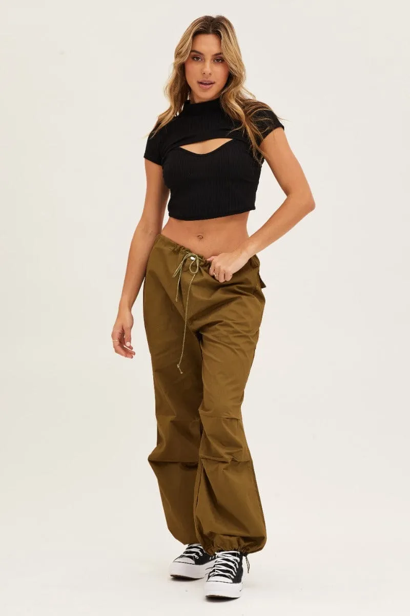 Black Rib Jersey Short Sleeve Cut Out Top sold by Ally Fashion product image thumbnail 2