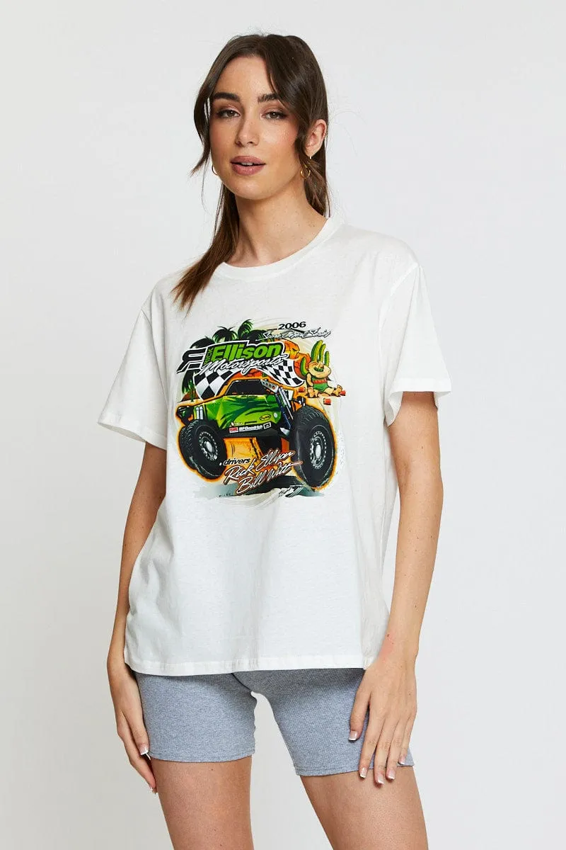 White Vintage T-Shirt Short Sleeve sold by Ally Fashion product image thumbnail 3