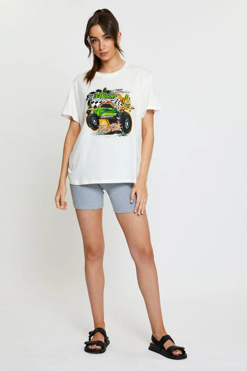 White Vintage T-Shirt Short Sleeve sold by Ally Fashion product image thumbnail 2
