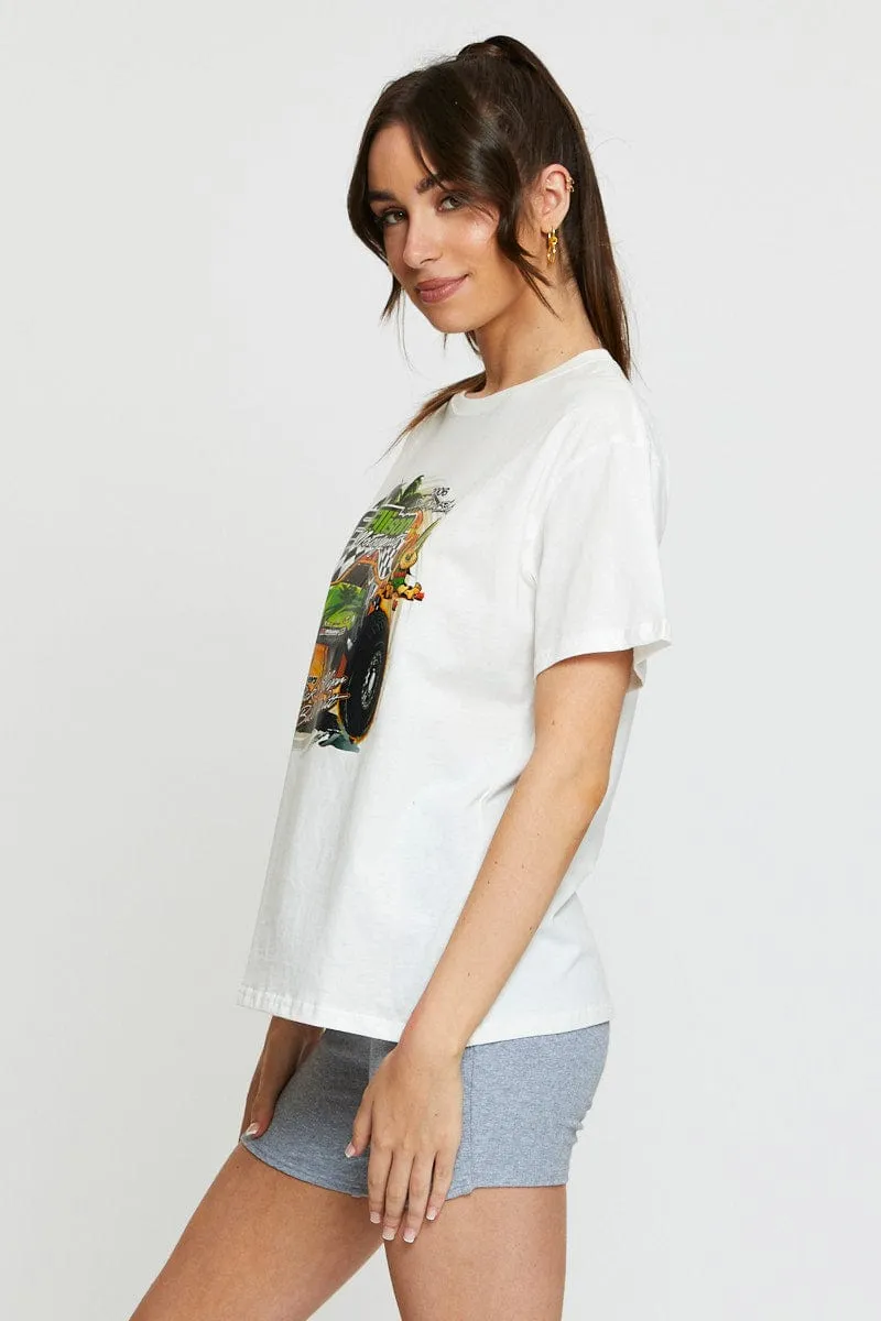 White Vintage T-Shirt Short Sleeve sold by Ally Fashion product image thumbnail 4