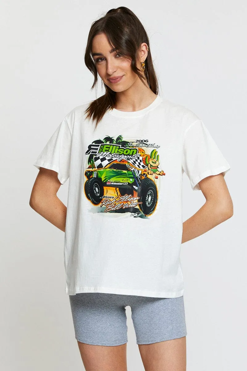 White Vintage T-Shirt Short Sleeve sold by Ally Fashion