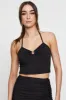 Black Cut Out Crop Top Halter Neck sold by Ally Fashion