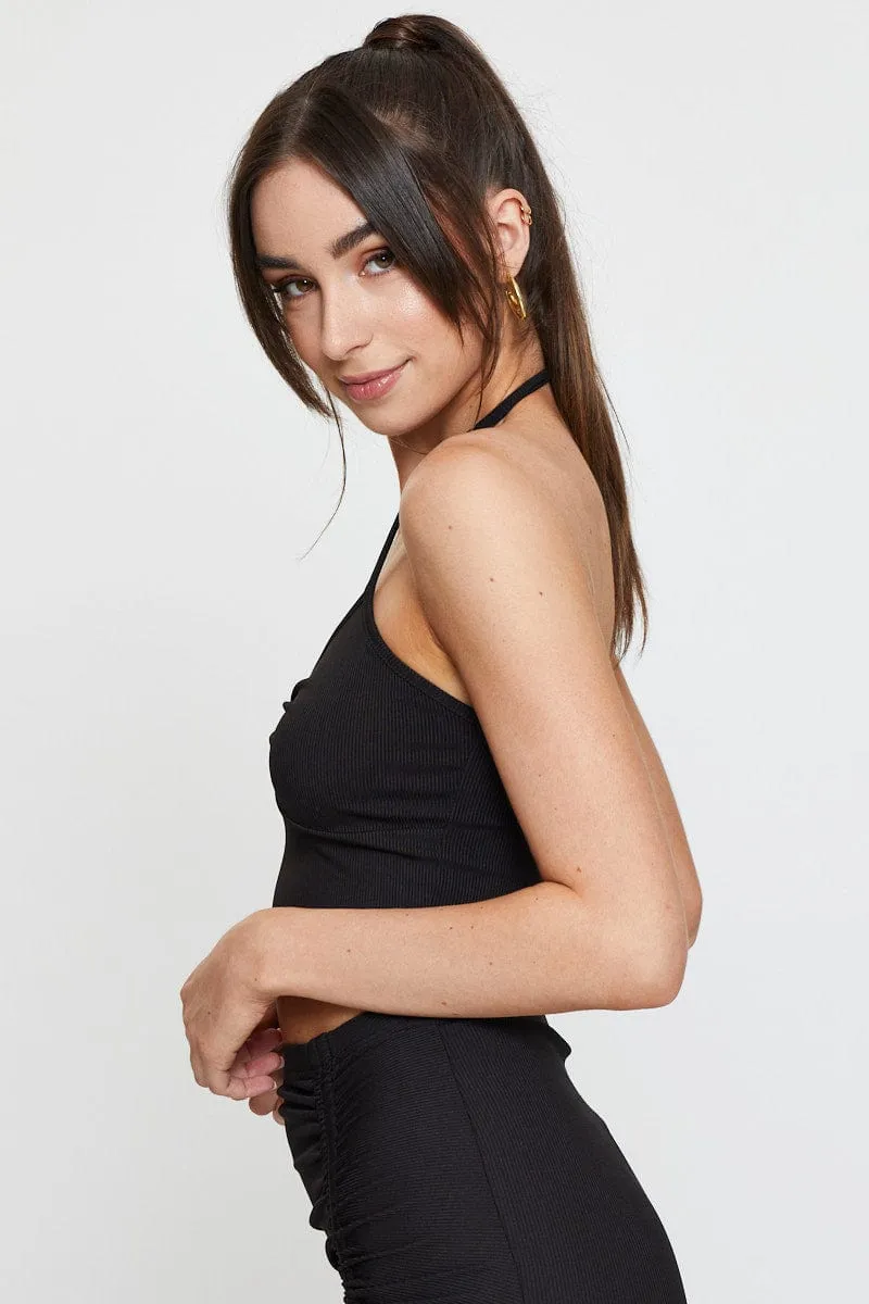 Black Cut Out Crop Top Halter Neck sold by Ally Fashion product image thumbnail 4