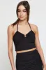 Black Cut Out Crop Top Halter Neck sold by Ally Fashion