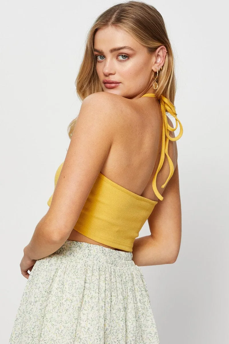 Yellow Halter Top Crop sold by Ally Fashion product image thumbnail 2