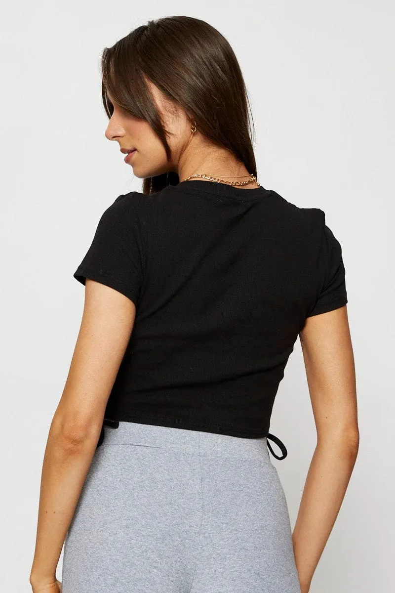 Black Crop T Shirt Short Sleeve sold by Ally Fashion product image thumbnail 5