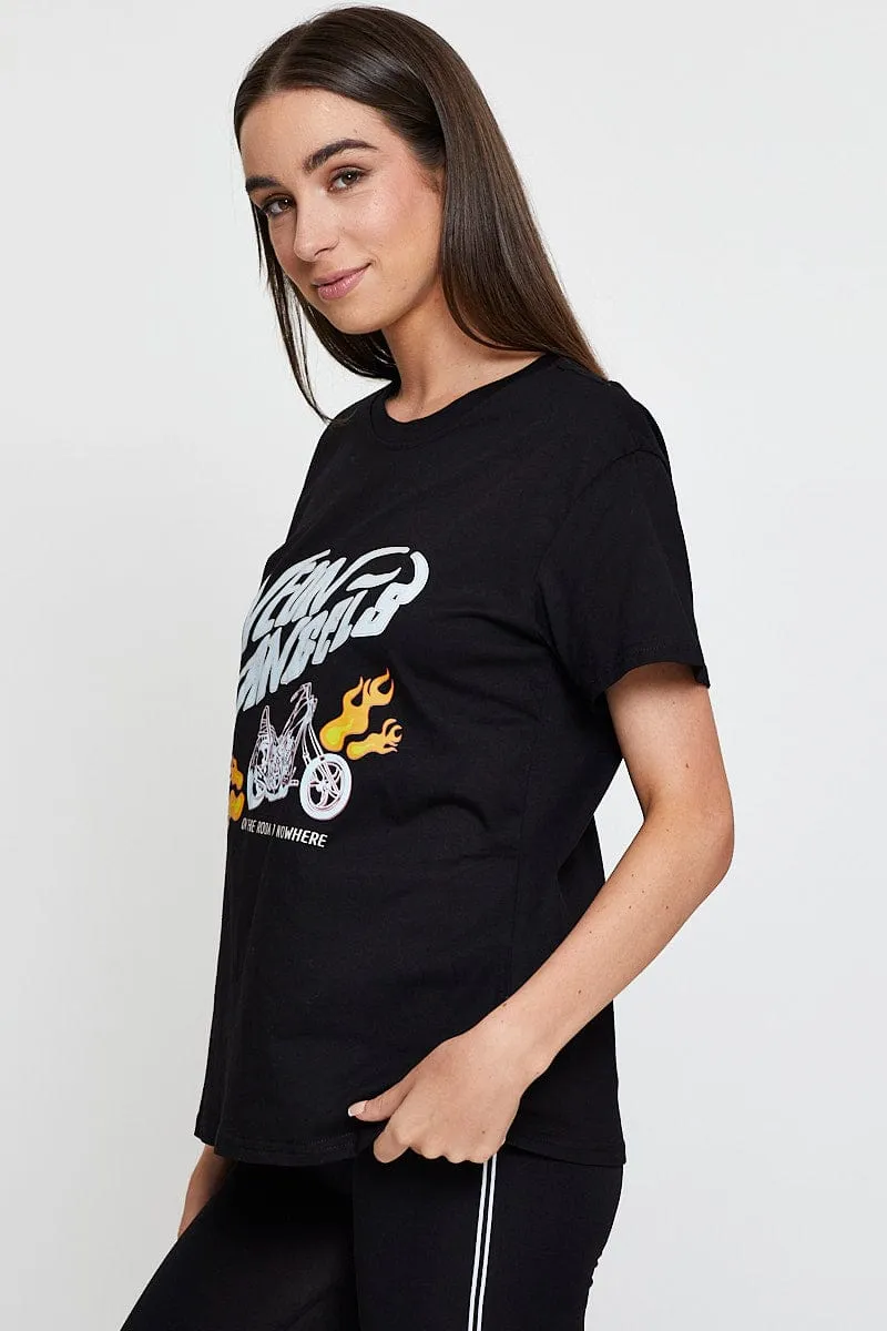 Black Graphic T Shirt Short Sleeve sold by Ally Fashion product image thumbnail 4