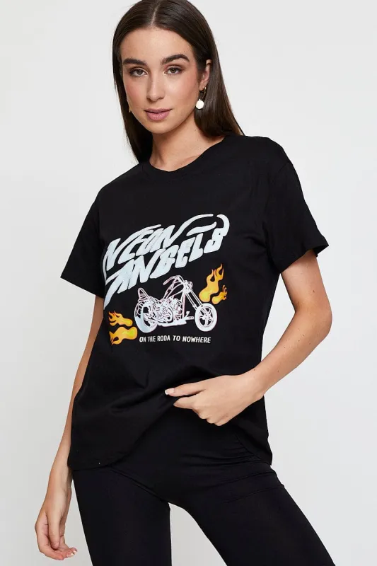 Black Graphic T Shirt Short Sleeve sold by Ally Fashion