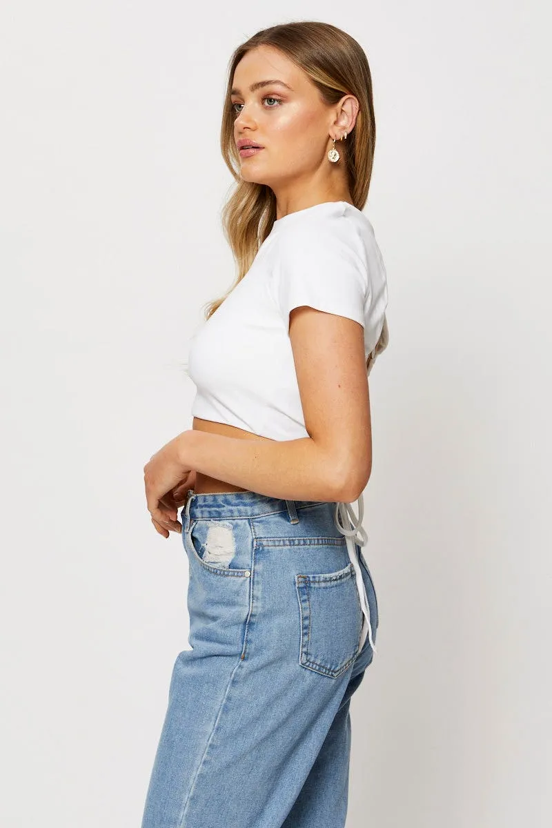 White Crop Top sold by Ally Fashion product image thumbnail 4