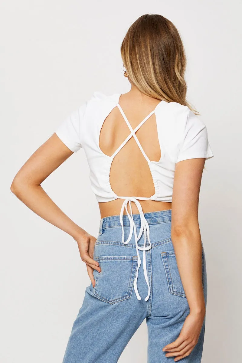 White Crop Top sold by Ally Fashion product image thumbnail 2